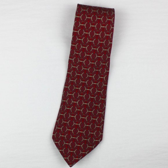Hermes Vintage Horse Bit Burgundy Silk Tie - Picture 2 of 9